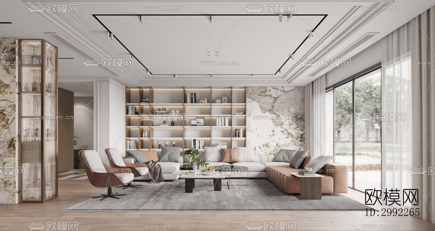 现代平层效果图下载（渲染图17）