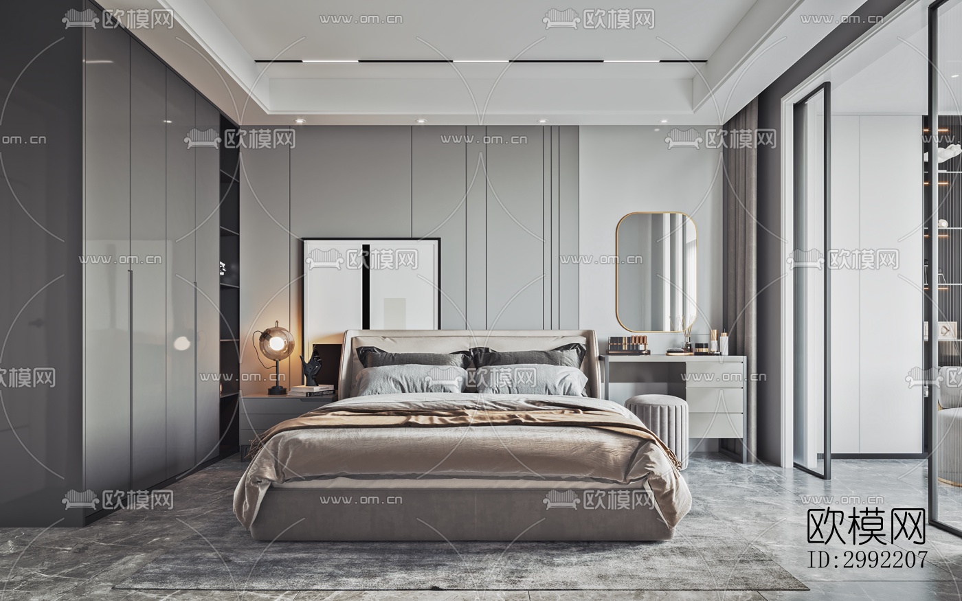 现代平层效果图下载（渲染图4）