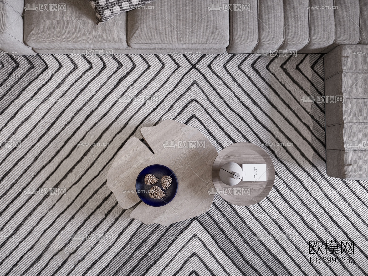 现代平层效果图下载（渲染图1）