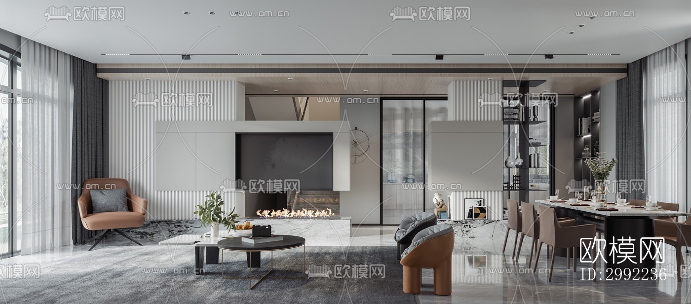 现代平层效果图下载（渲染图1）