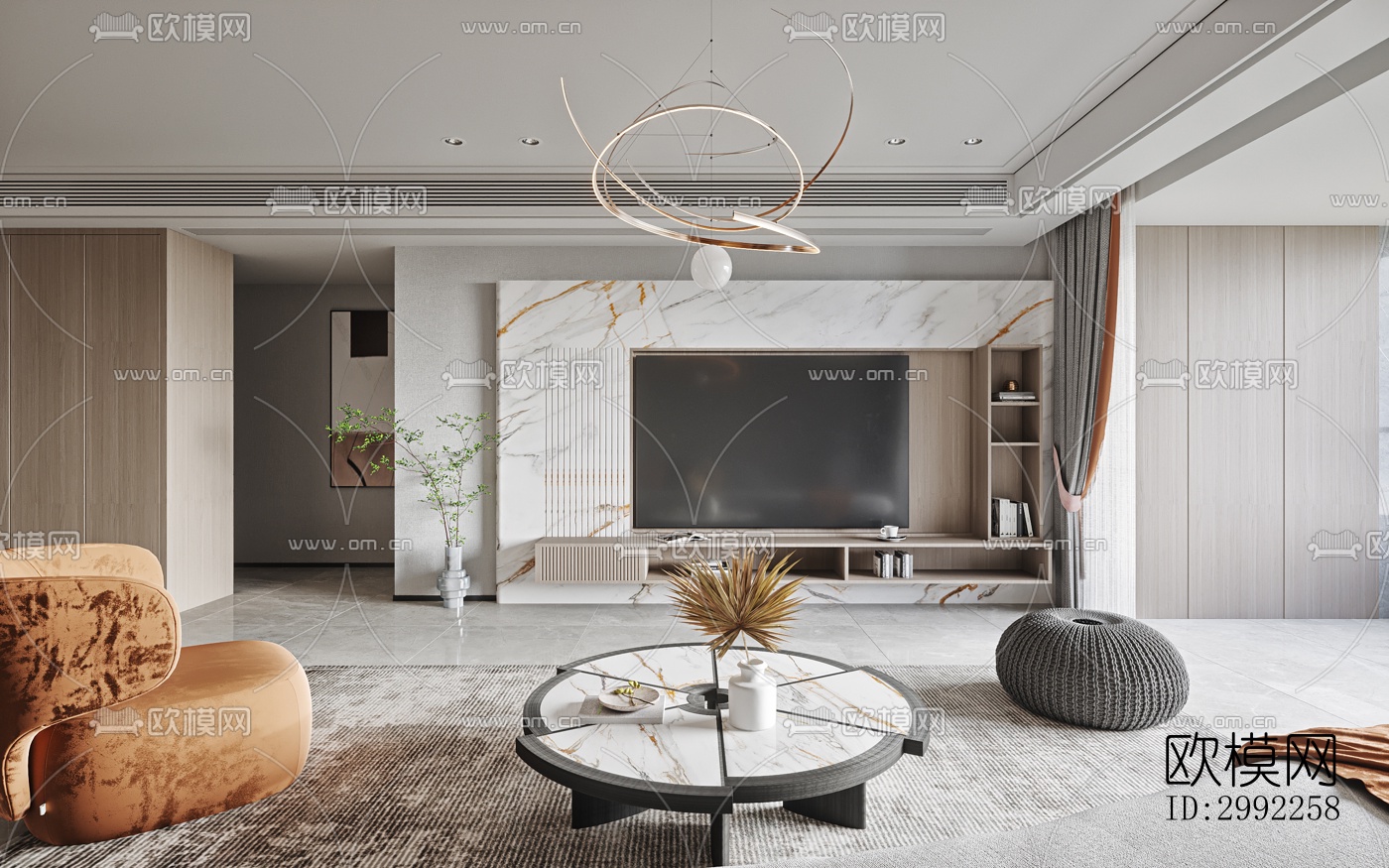 现代平层效果图下载（渲染图9）