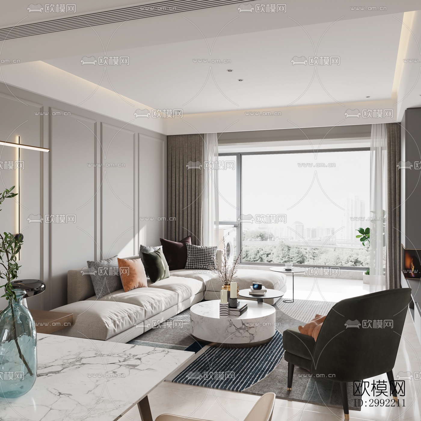 现代平层效果图下载（渲染图5）