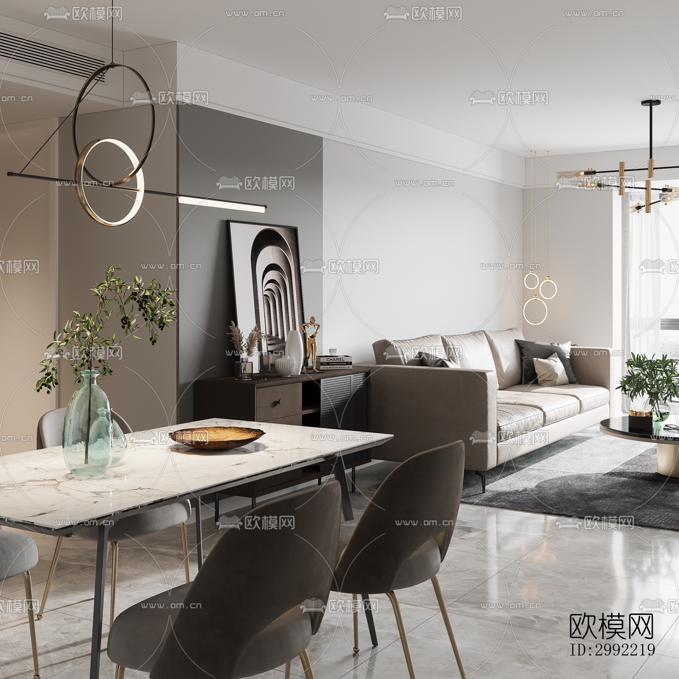 现代平层效果图下载（渲染图7）