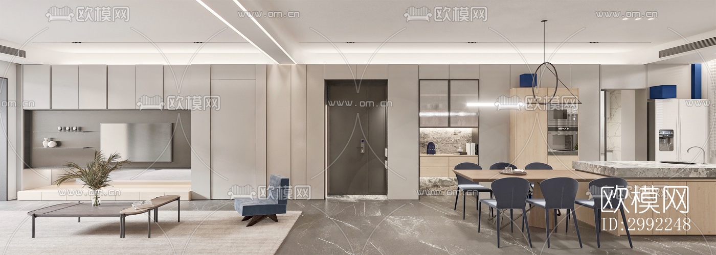 现代平层效果图下载（渲染图5）