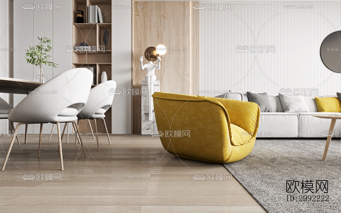 现代平层效果图下载（渲染图6）