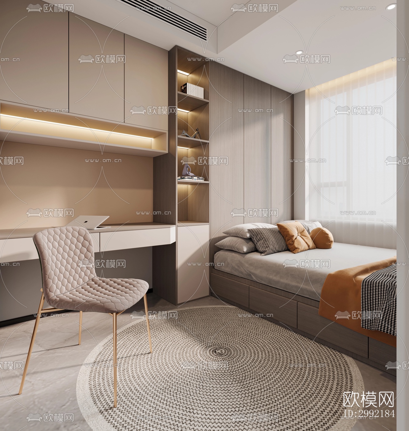 现代平层效果图下载（渲染图8）