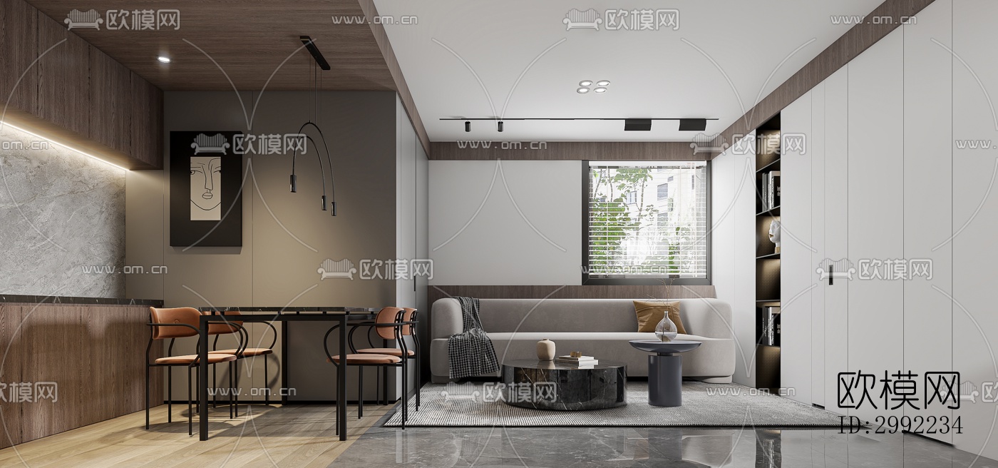 现代平层效果图下载（渲染图6）