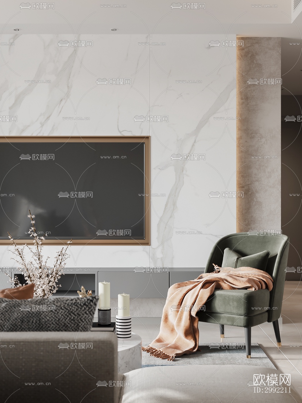 现代平层效果图下载（渲染图9）