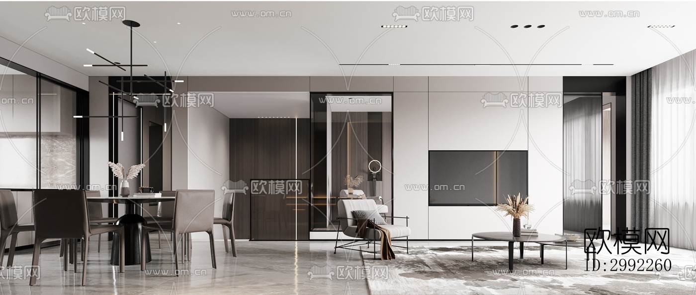 现代平层效果图下载（渲染图7）