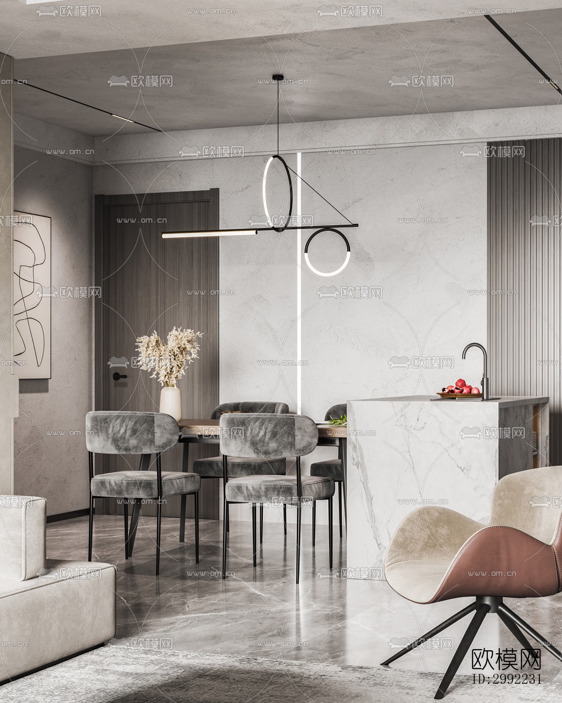 现代平层效果图下载（渲染图1）