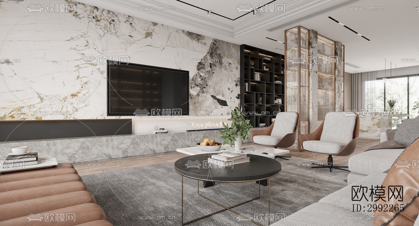 现代平层效果图下载（渲染图8）