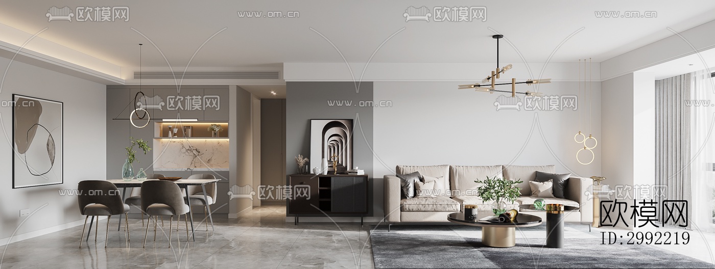 现代平层效果图下载（渲染图2）