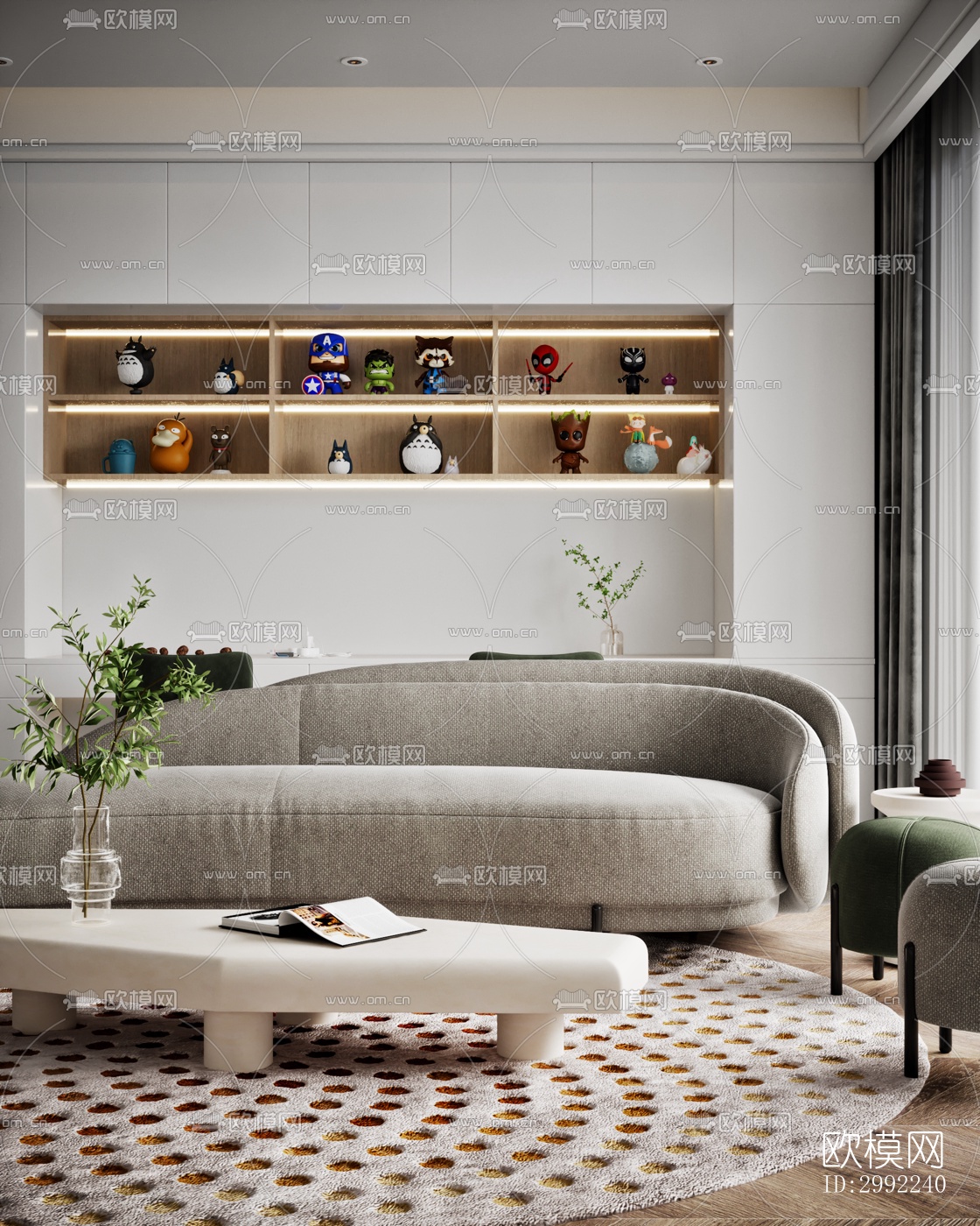 现代平层效果图下载（渲染图6）