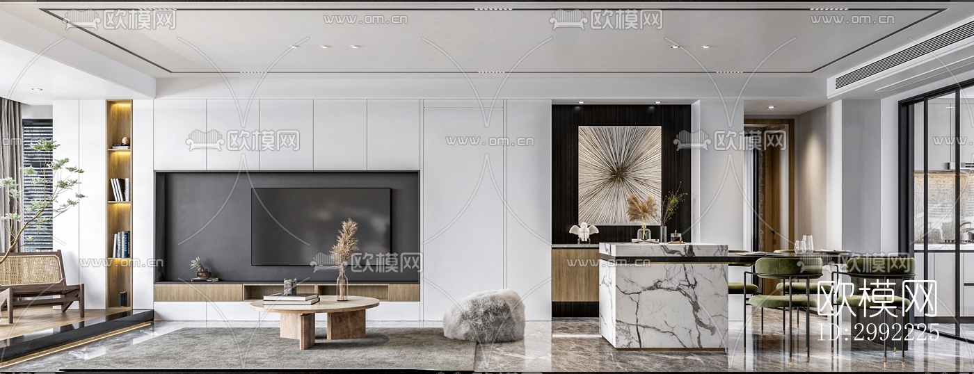 现代平层效果图下载（渲染图6）