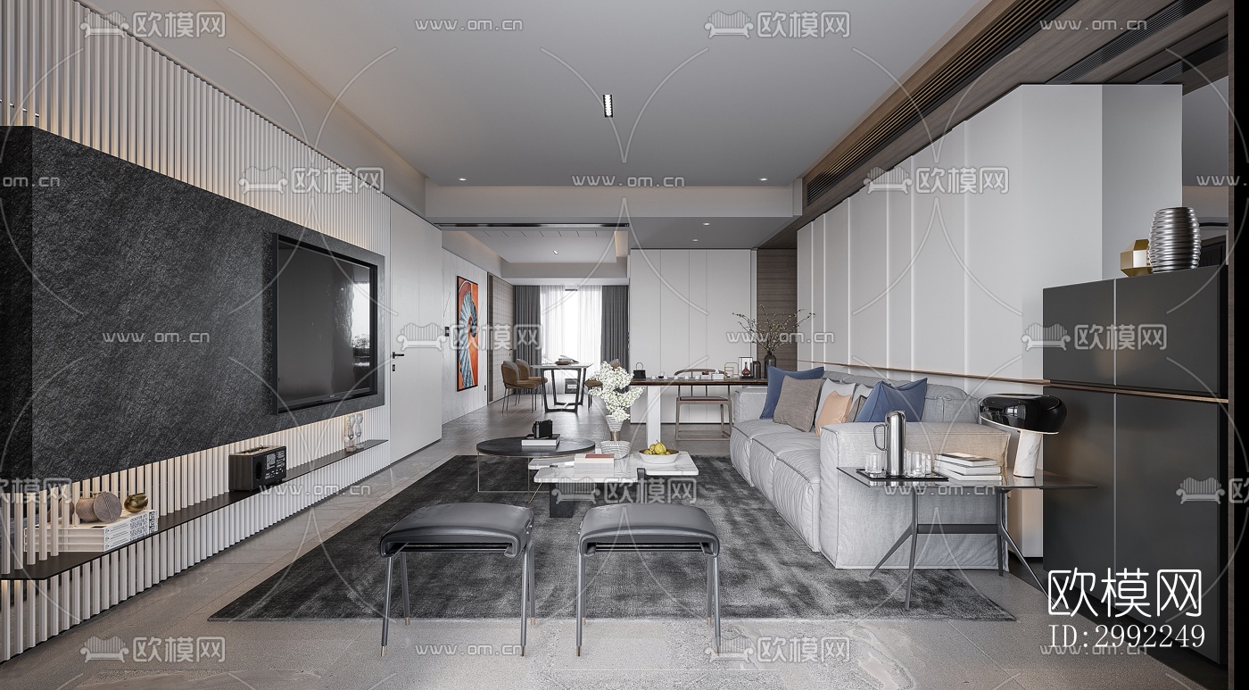 现代平层效果图下载（渲染图18）