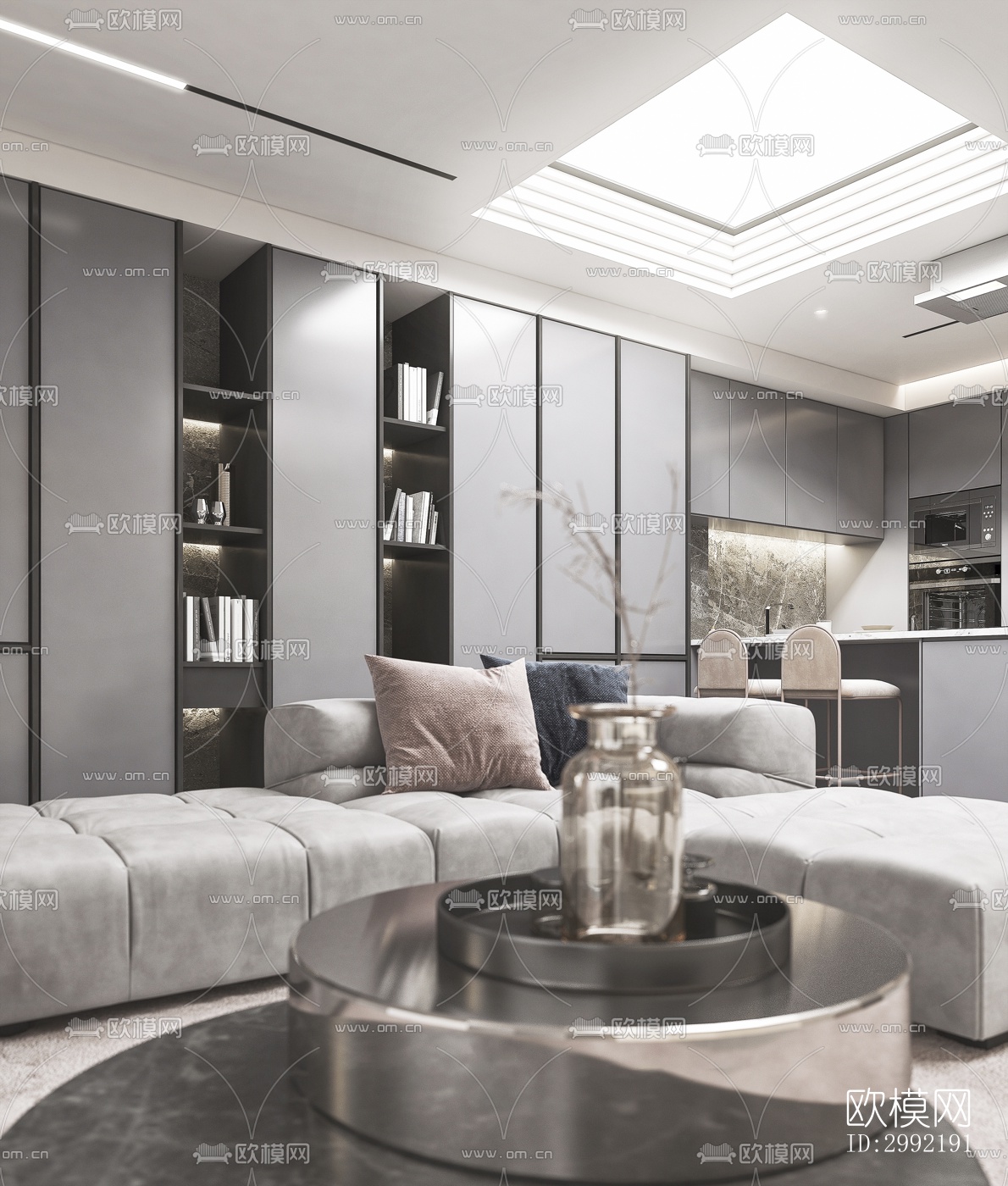 现代平层效果图下载（渲染图4）