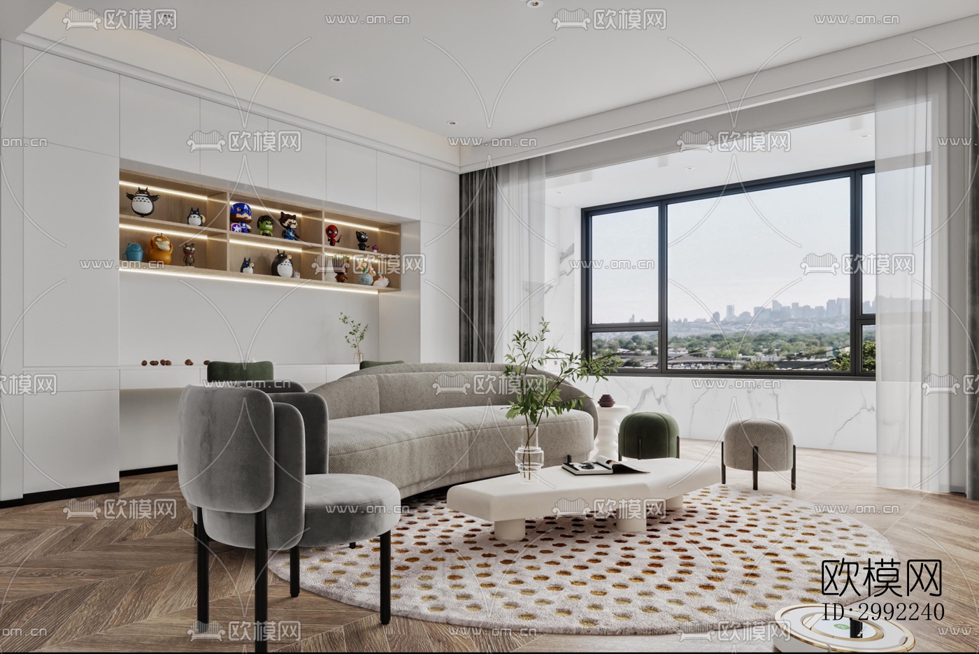 现代平层效果图下载（渲染图8）