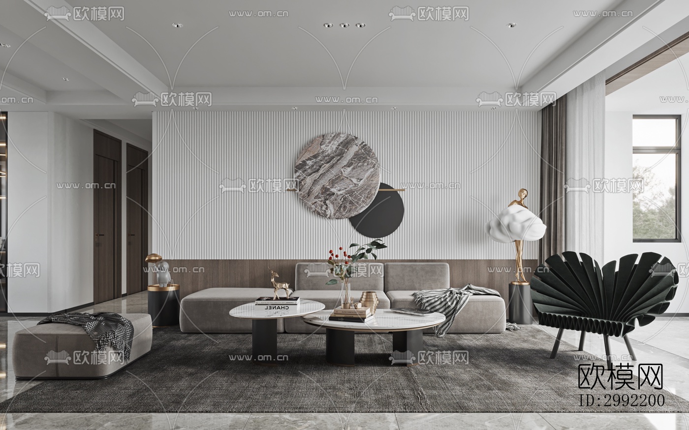 现代平层效果图下载（渲染图7）