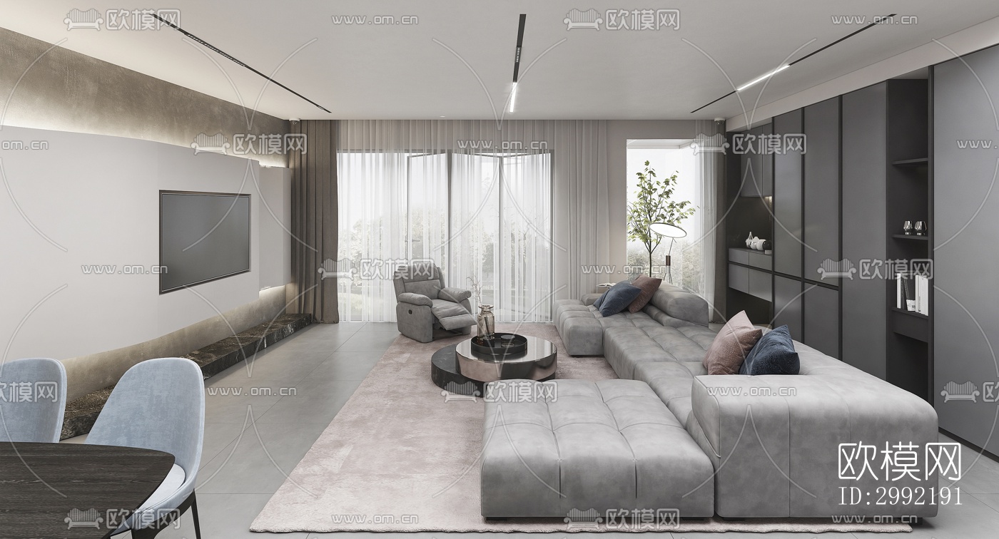 现代平层效果图下载（渲染图5）