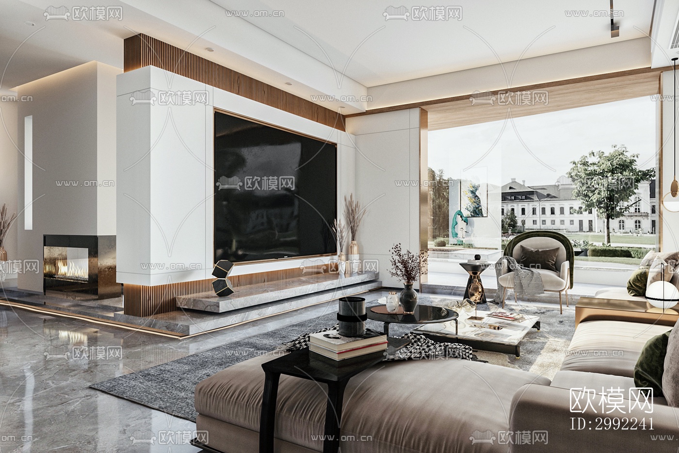 现代平层效果图下载（渲染图11）