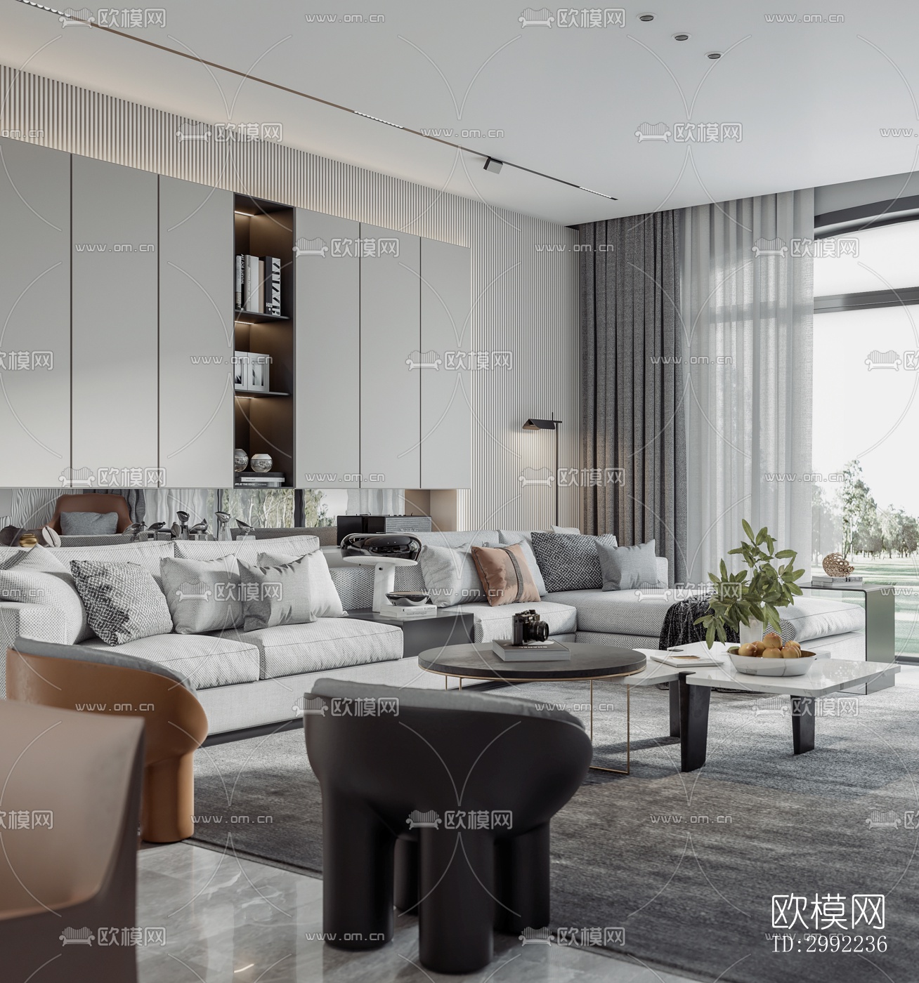 现代平层效果图下载（渲染图6）