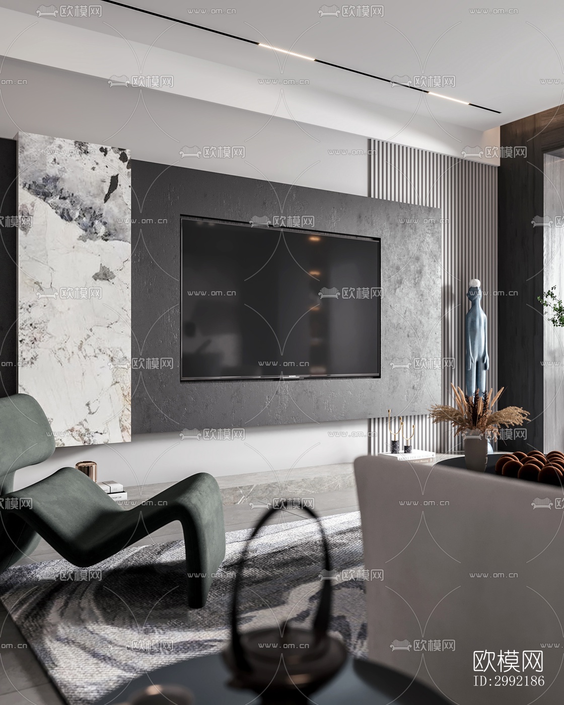 现代平层效果图下载（渲染图1）