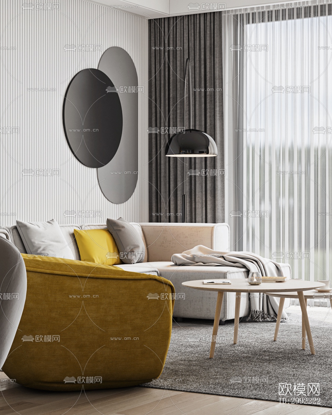 现代平层效果图下载（渲染图4）