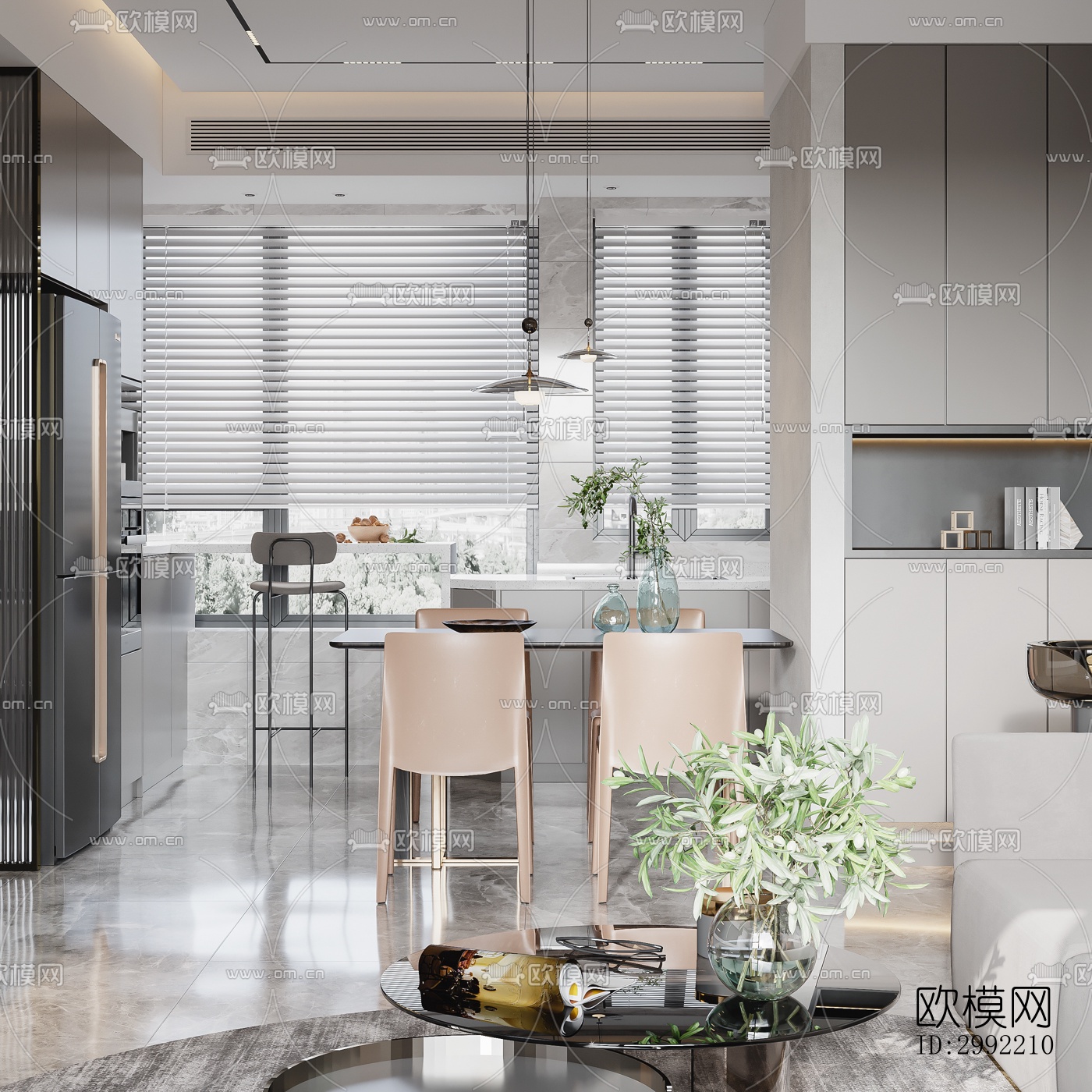 现代平层效果图下载（渲染图7）