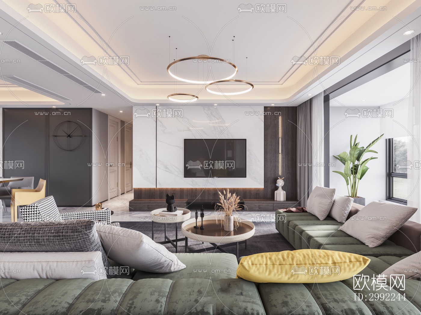 现代平层效果图下载（渲染图4）