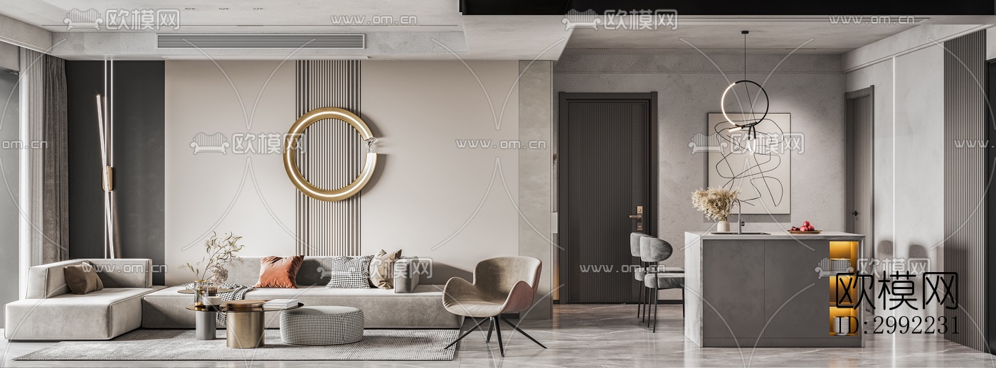 现代平层效果图下载（渲染图12）