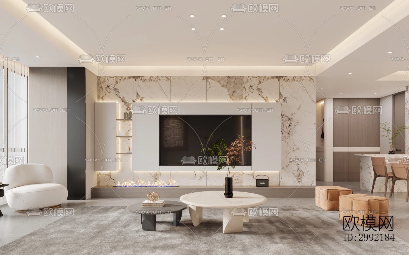 现代平层效果图下载（渲染图1）