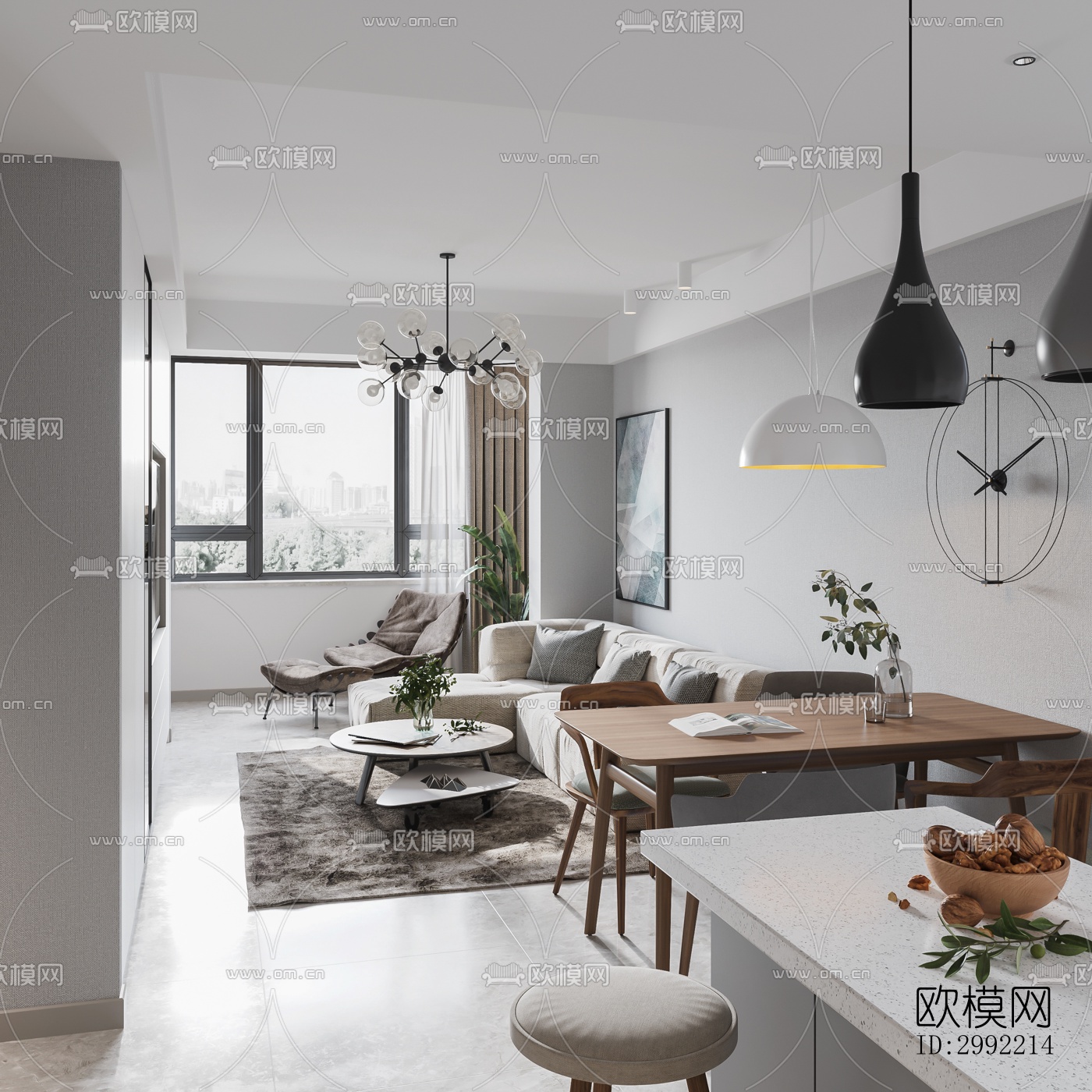 现代平层效果图下载（渲染图10）