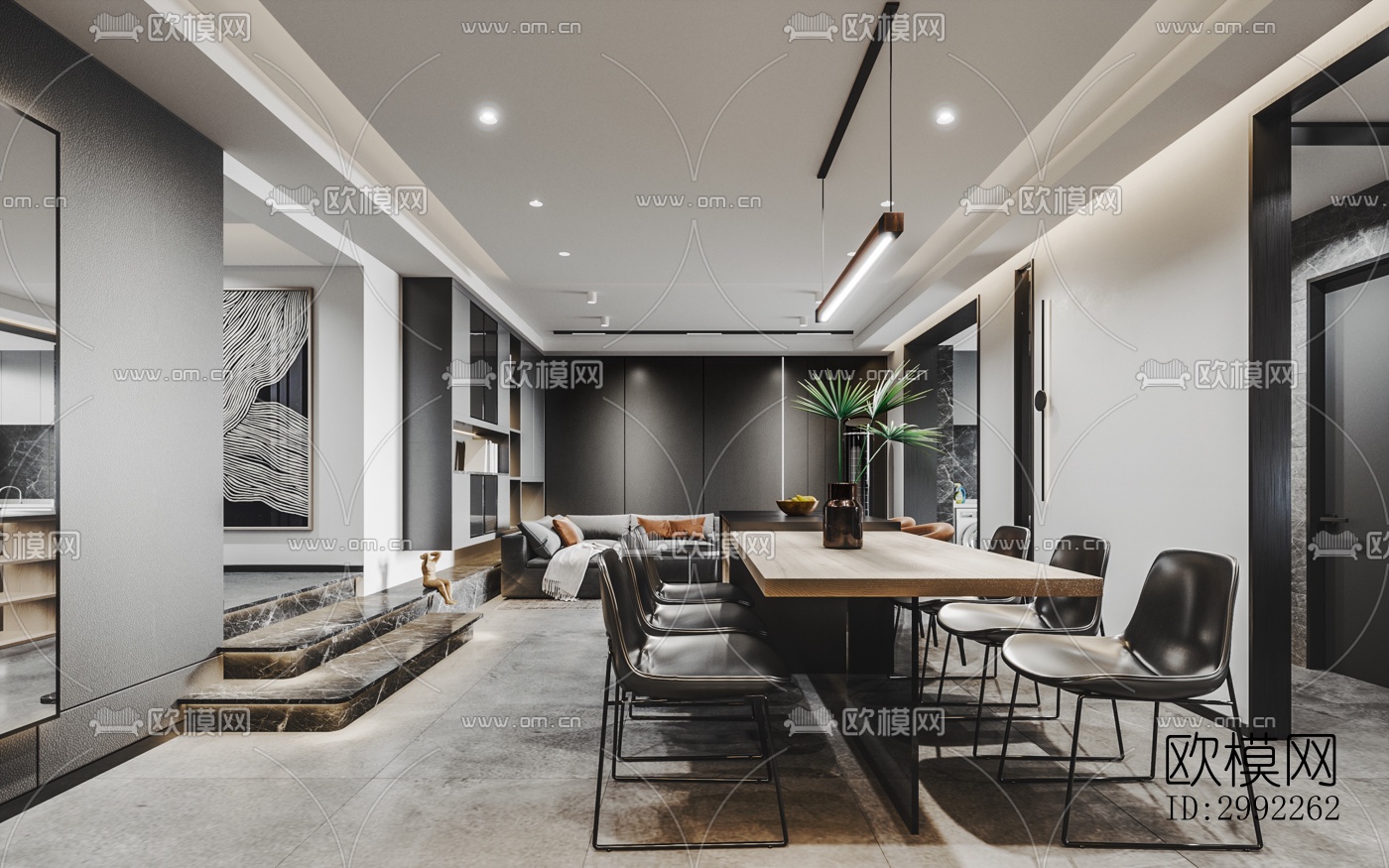 现代平层效果图下载（渲染图2）