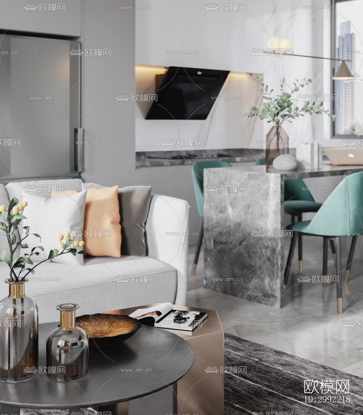 现代平层效果图下载（渲染图3）