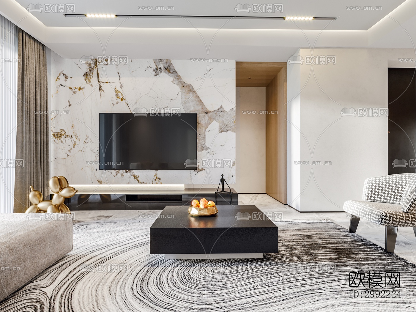 现代平层效果图下载（渲染图2）