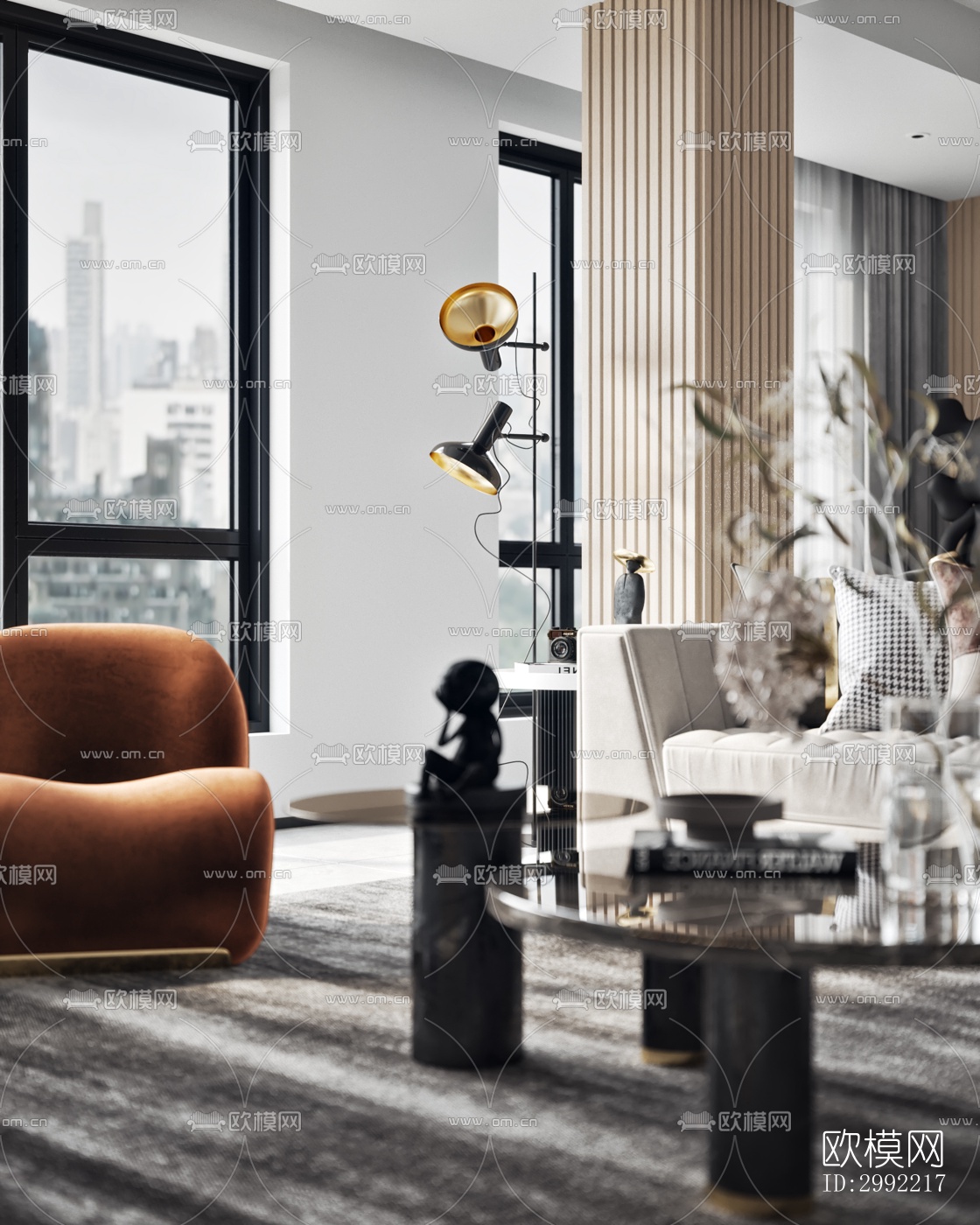 现代平层效果图下载（渲染图4）