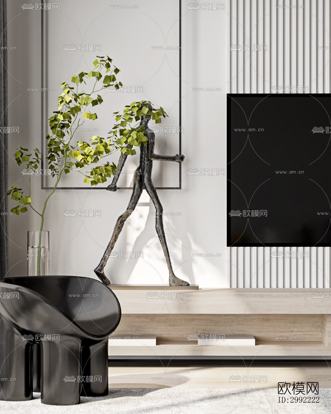 现代平层效果图下载（渲染图5）