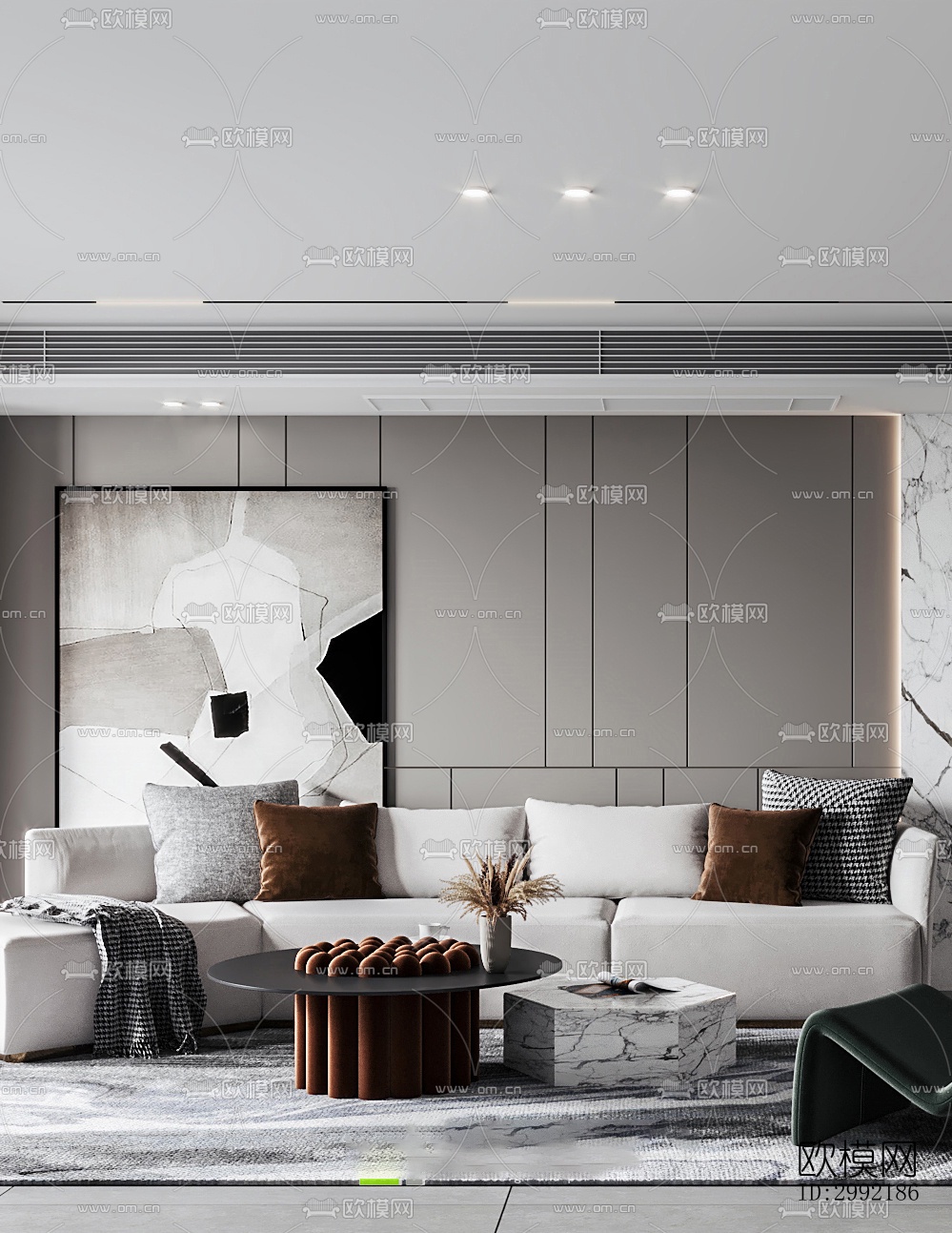 现代平层效果图下载（渲染图9）