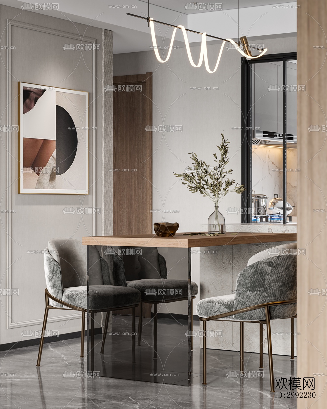 现代平层效果图下载（渲染图1）