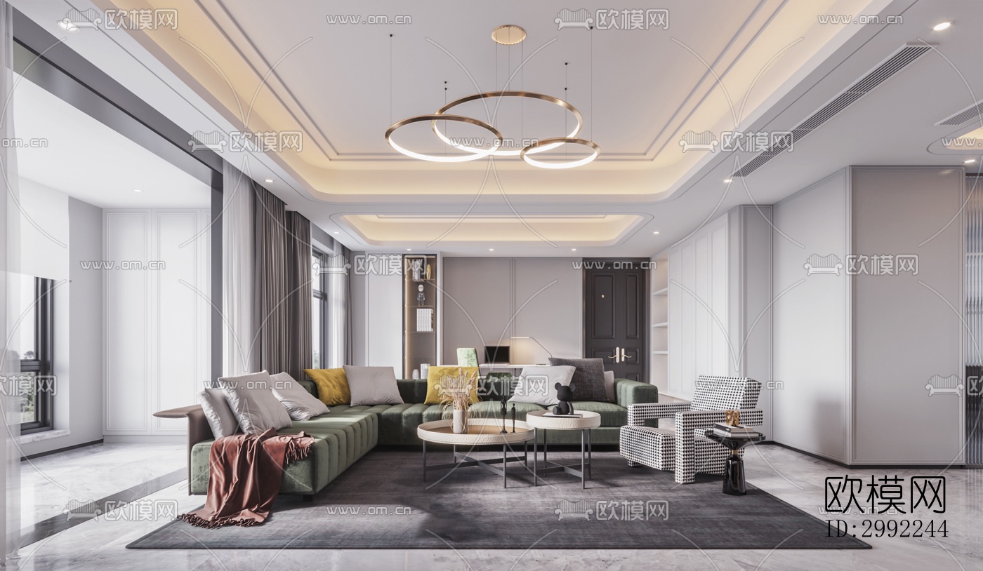 现代平层效果图下载（渲染图6）