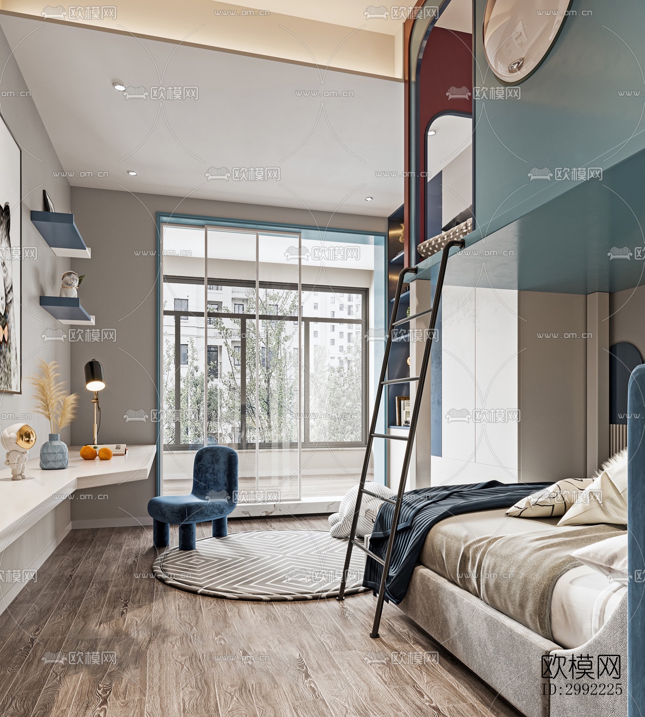 现代平层效果图下载（渲染图10）