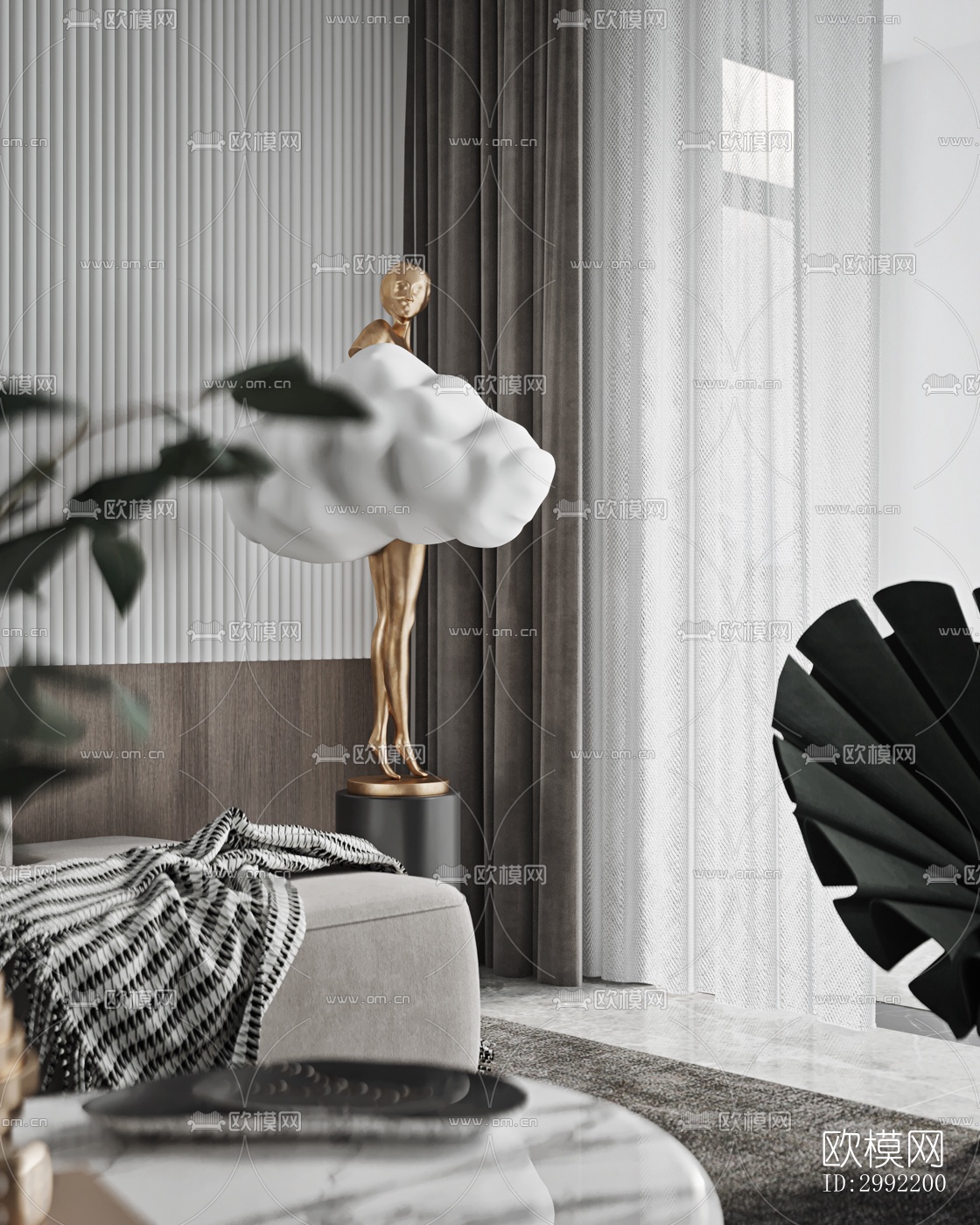 现代平层效果图下载（渲染图4）