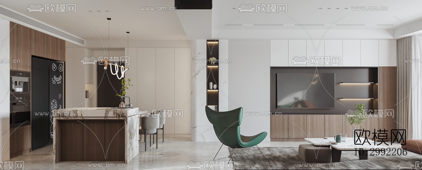 现代平层效果图下载（渲染图16）