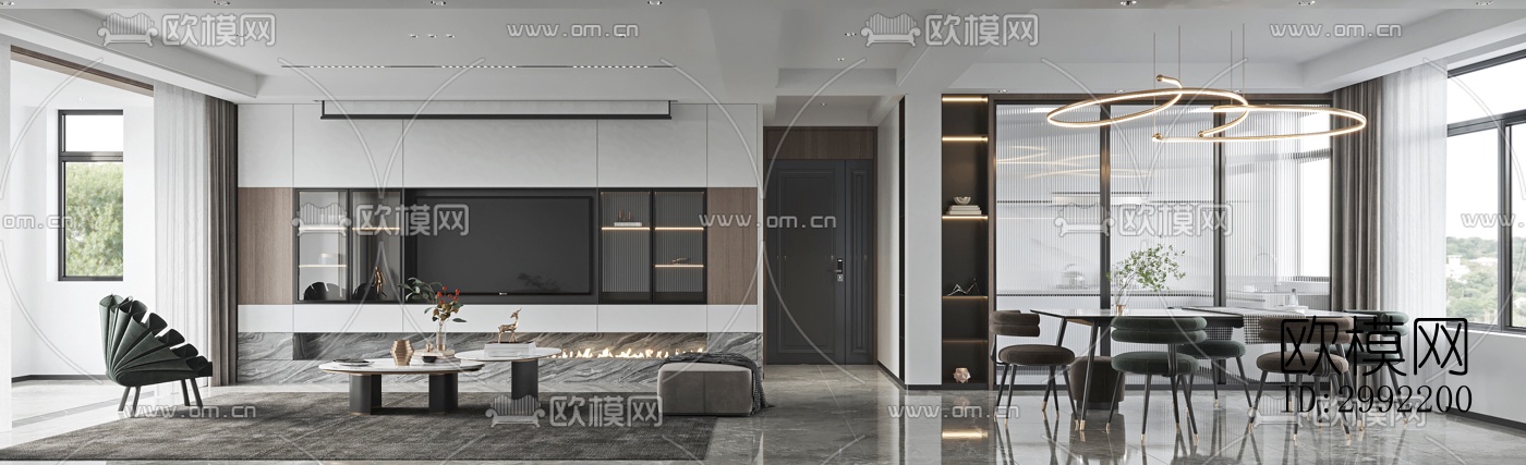 现代平层效果图下载（渲染图6）