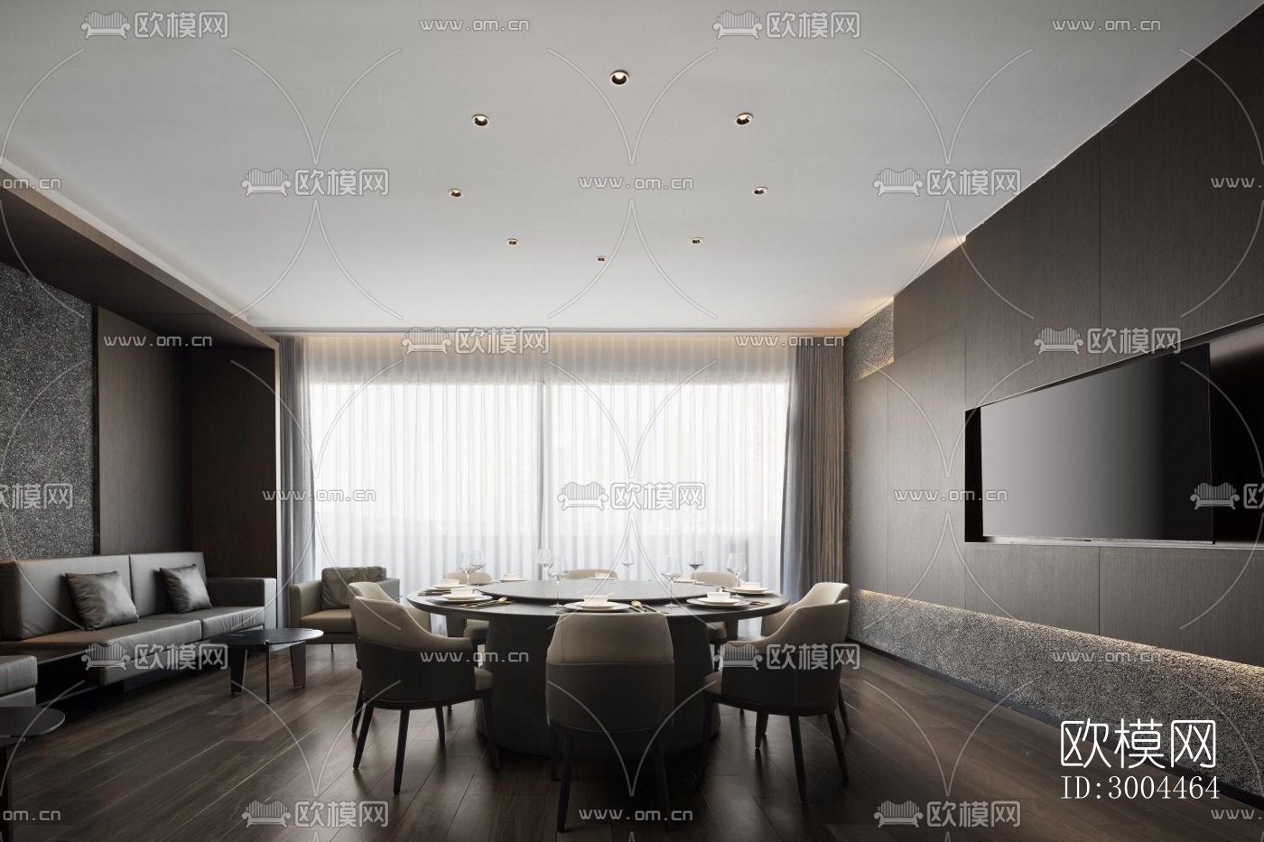 高级灰西餐厅效果图下载（渲染图14）