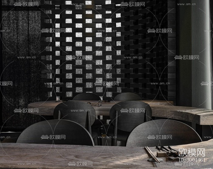 高級(jí)灰西餐廳效果圖下載(渲染圖2)