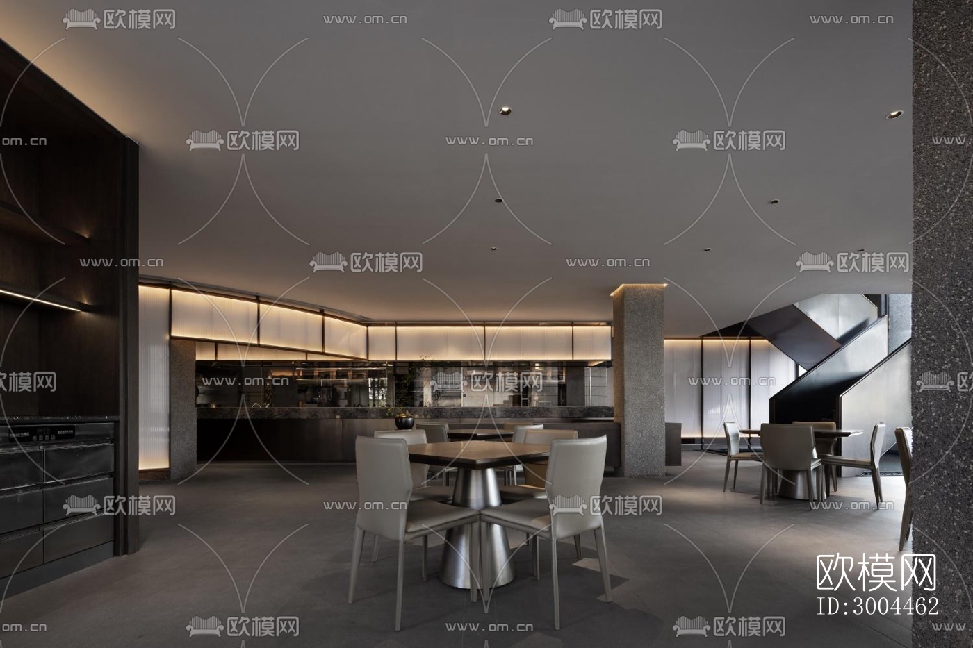 高级灰西餐厅效果图下载（渲染图2）