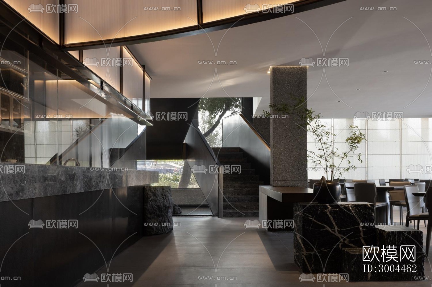 高级灰西餐厅效果图下载（渲染图11）