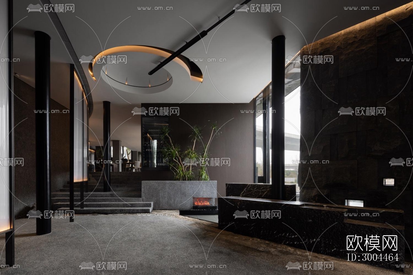 高级灰西餐厅效果图下载（渲染图3）