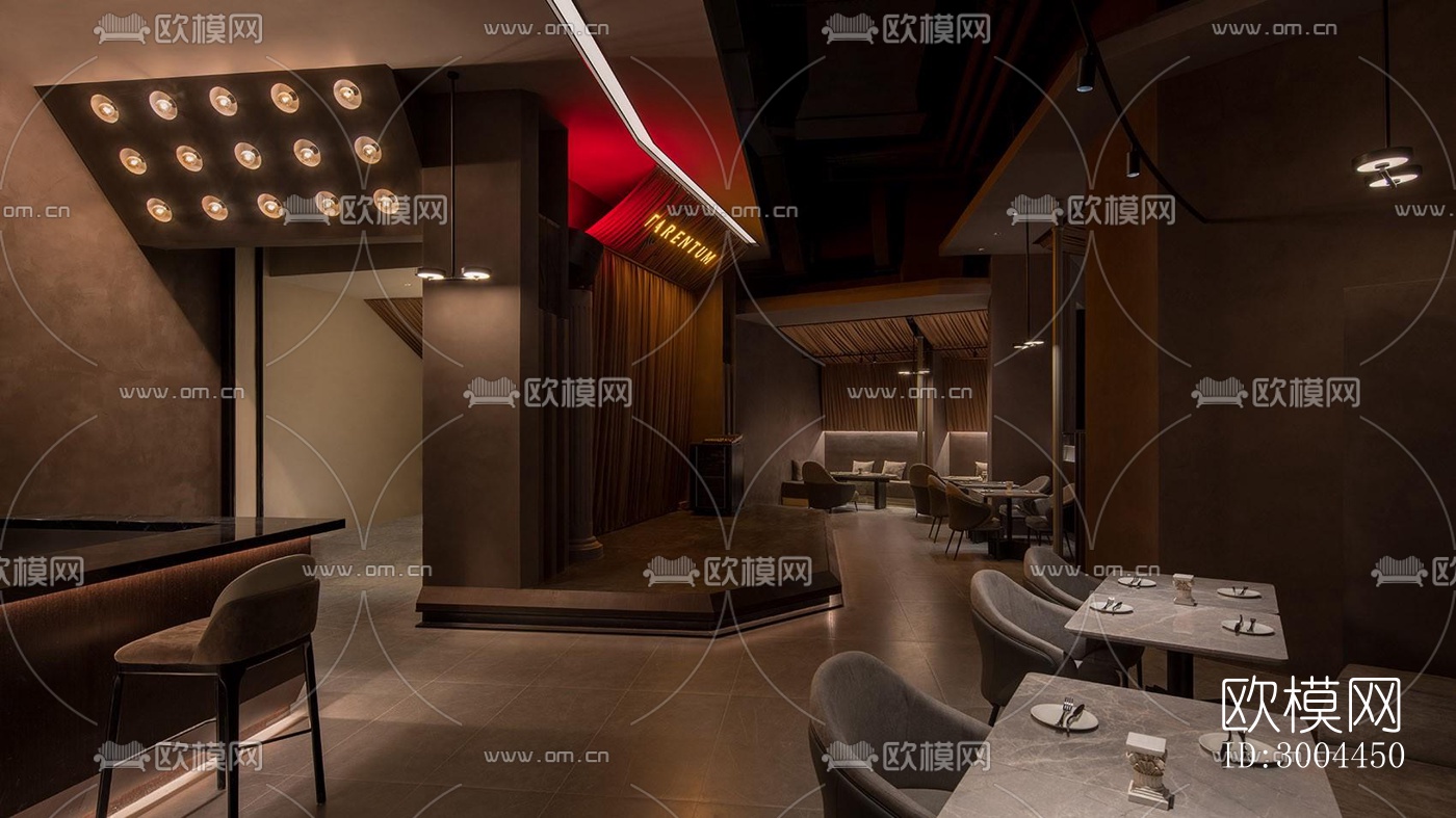 侘寂西餐厅效果图下载（渲染图1）